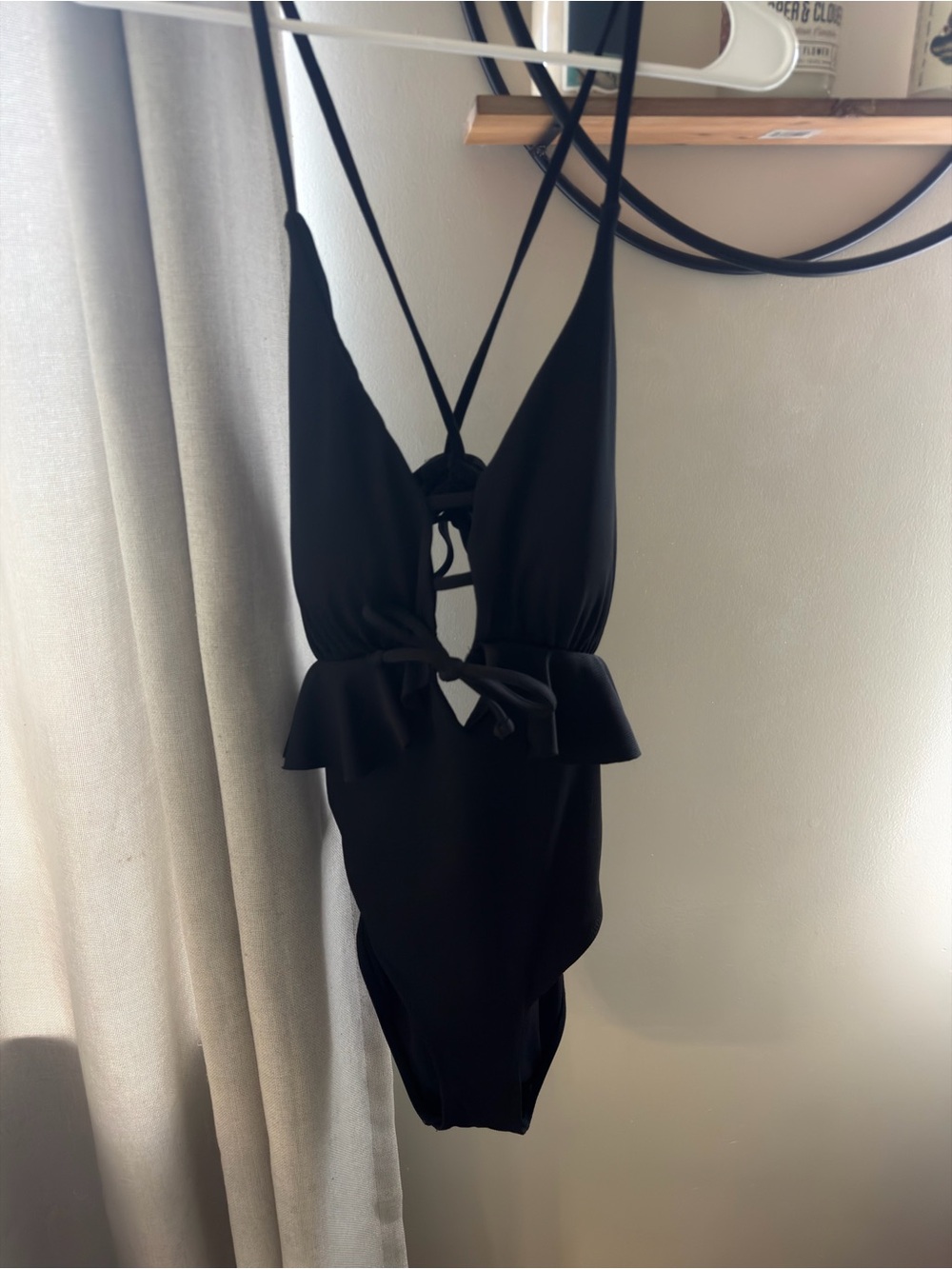 Women’s One-Piece Swimsuit with Ruffle and Tie Front